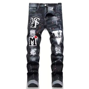 Stylish Black Graphic Men's Jeans